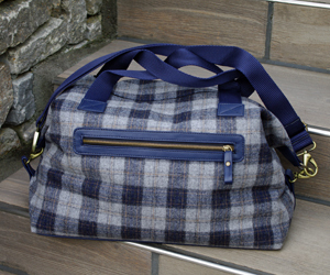 Tasche - Tweedmill NAVY & SILVER Check Weekender Bag - Tweed Reisetasche