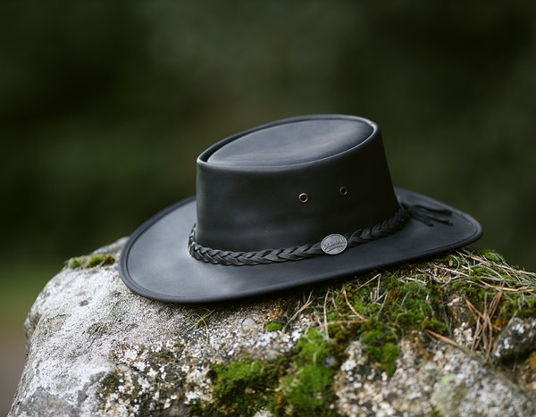 Lederhut - SQUASHY Fullgrain Black - Barmah Hats